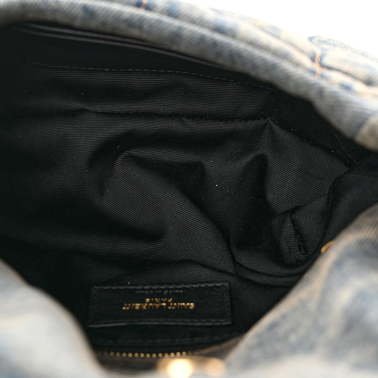 Denim Quilted Toy Loulou Puffer Monogram Chain Satchel Blue Black