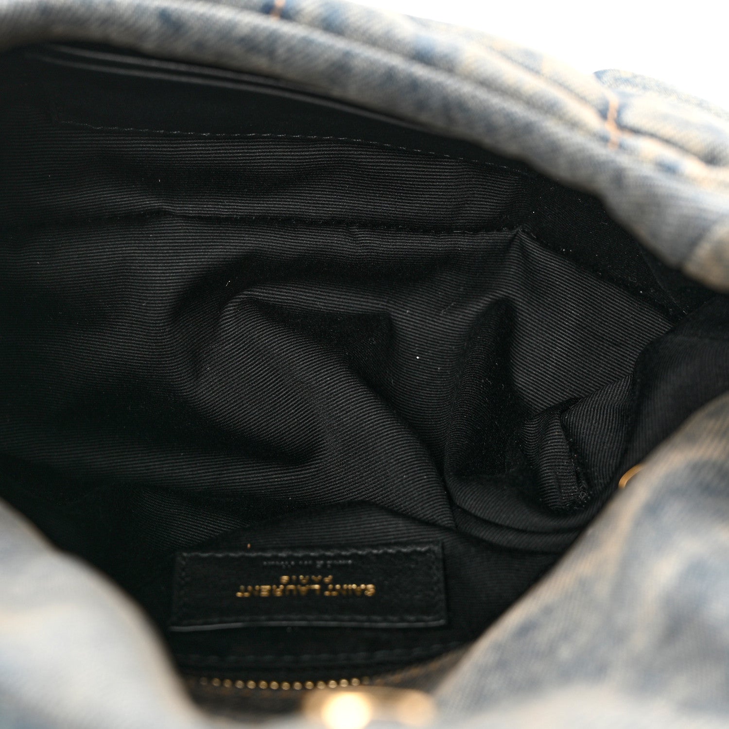 Saint Laurent Denim Quilted Toy Loulou Puffer Monogram Chain Satchel Blue Black 5 of 8