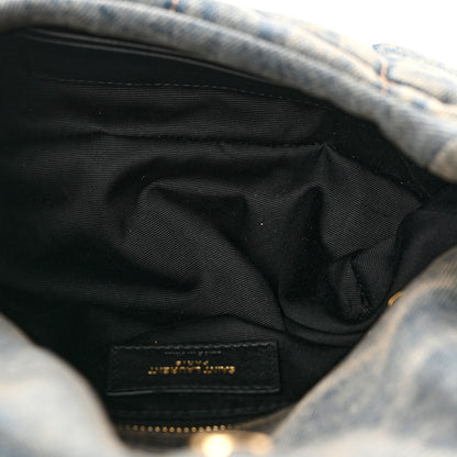 Saint Laurent Denim Quilted Toy Loulou Puffer Monogram Chain Satchel Blue Black 5 of 8