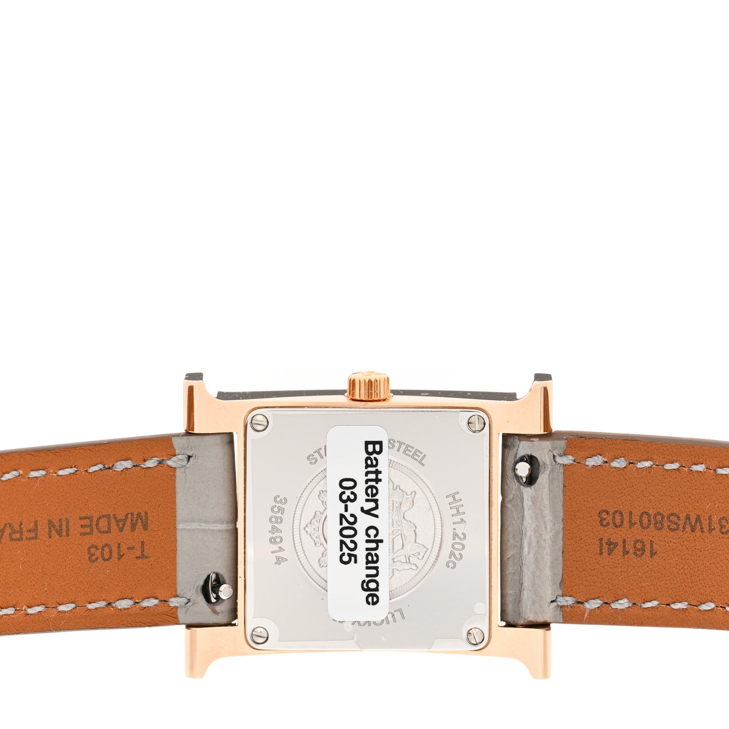 Stainless Steel Alligator Mother of Pearl 21mm Heure H Hour Quartz Watch Gris Perle