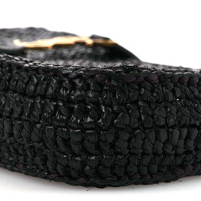 Saint Laurent Raffia Calfskin Le 5 A 7 Mini Hobo Black 11 of 11