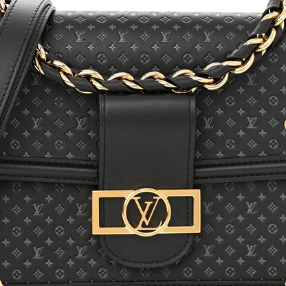 Louis Vuitton Calfskin Nanogram Embossed Dauphine MM Black 7 of 10