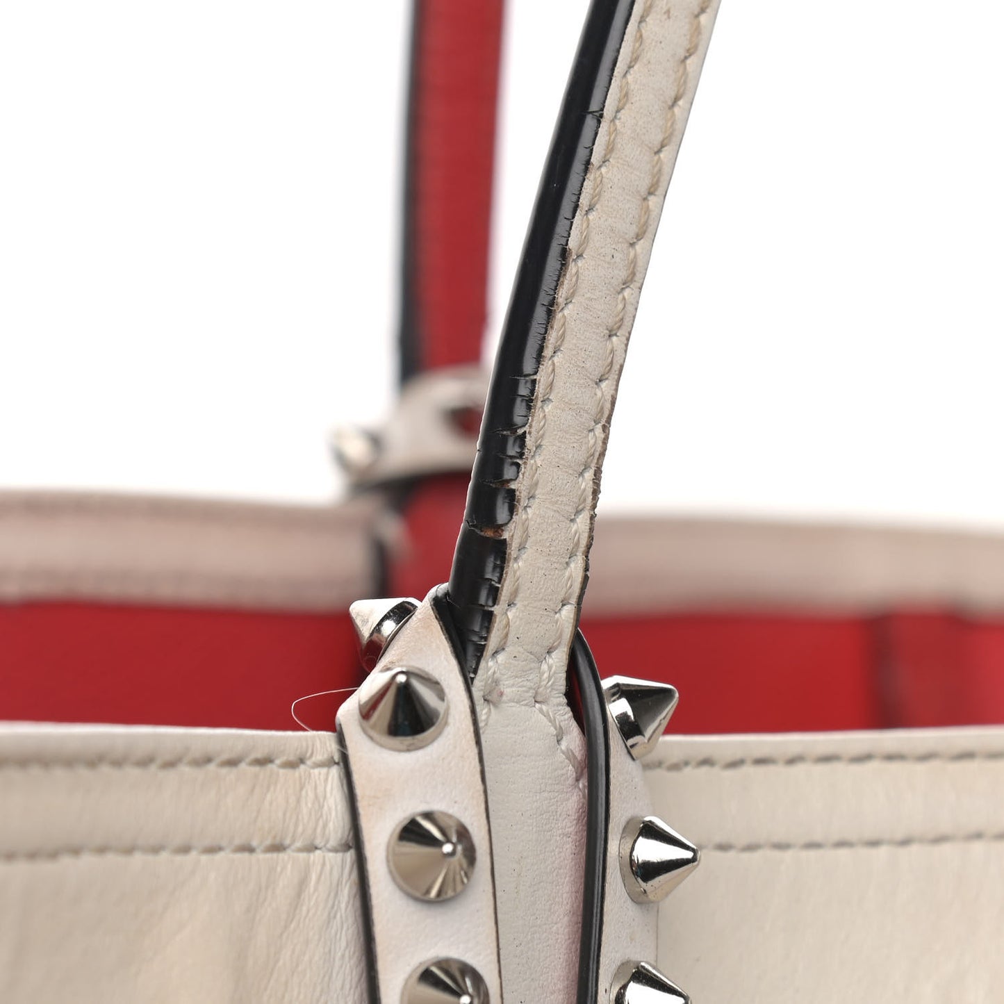 Calfskin PVC Love Spikes East West Cabata Tote Latte Multicolor