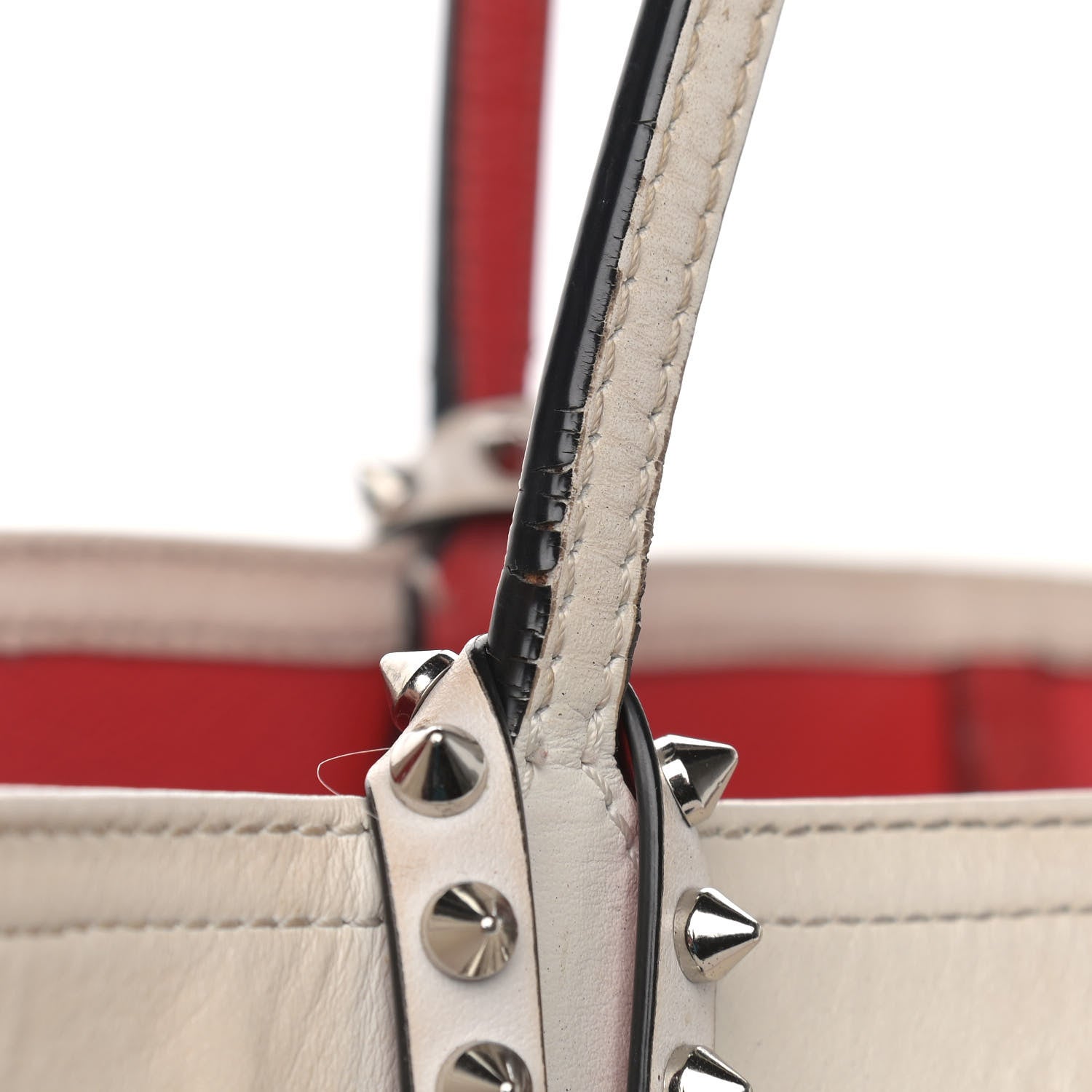 Christian Louboutin Calfskin PVC Love Spikes East West Cabata Tote Latte Multicolor 25 of 28