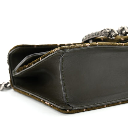 Gucci Velvet Moon Calfskin Crystal GG Monogram Small Dionysus Shoulder Bag Dark Olive Rose Gold 8 of 11
