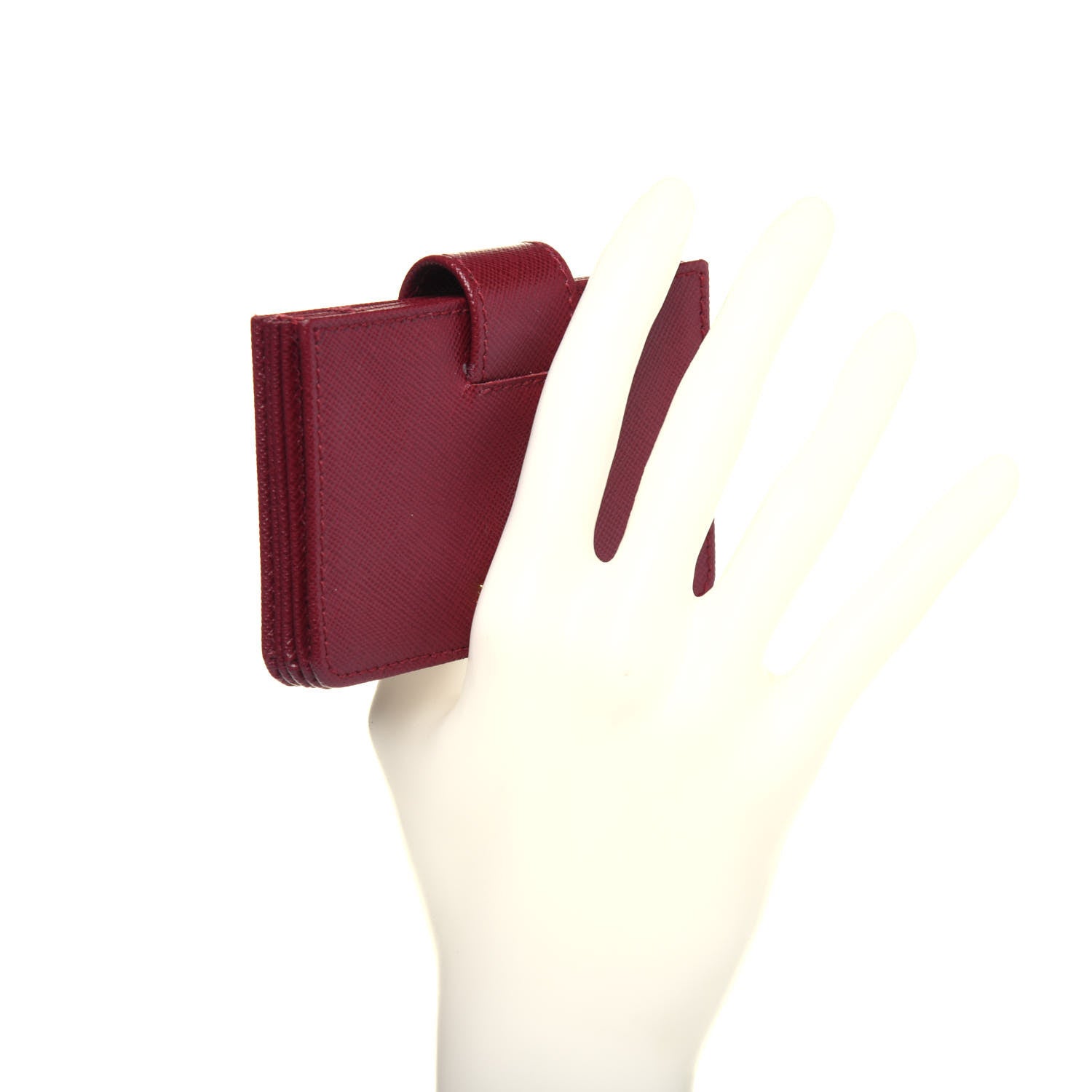 Prada Saffiano Metal Accordion Card Case Cerise 2 of 8