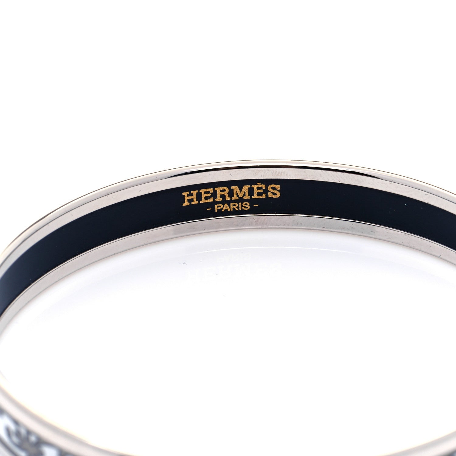 Hermes Enamel Printed Narrow Balcons Du Guadalquivir Bracelet 65 Platine 5 of 7