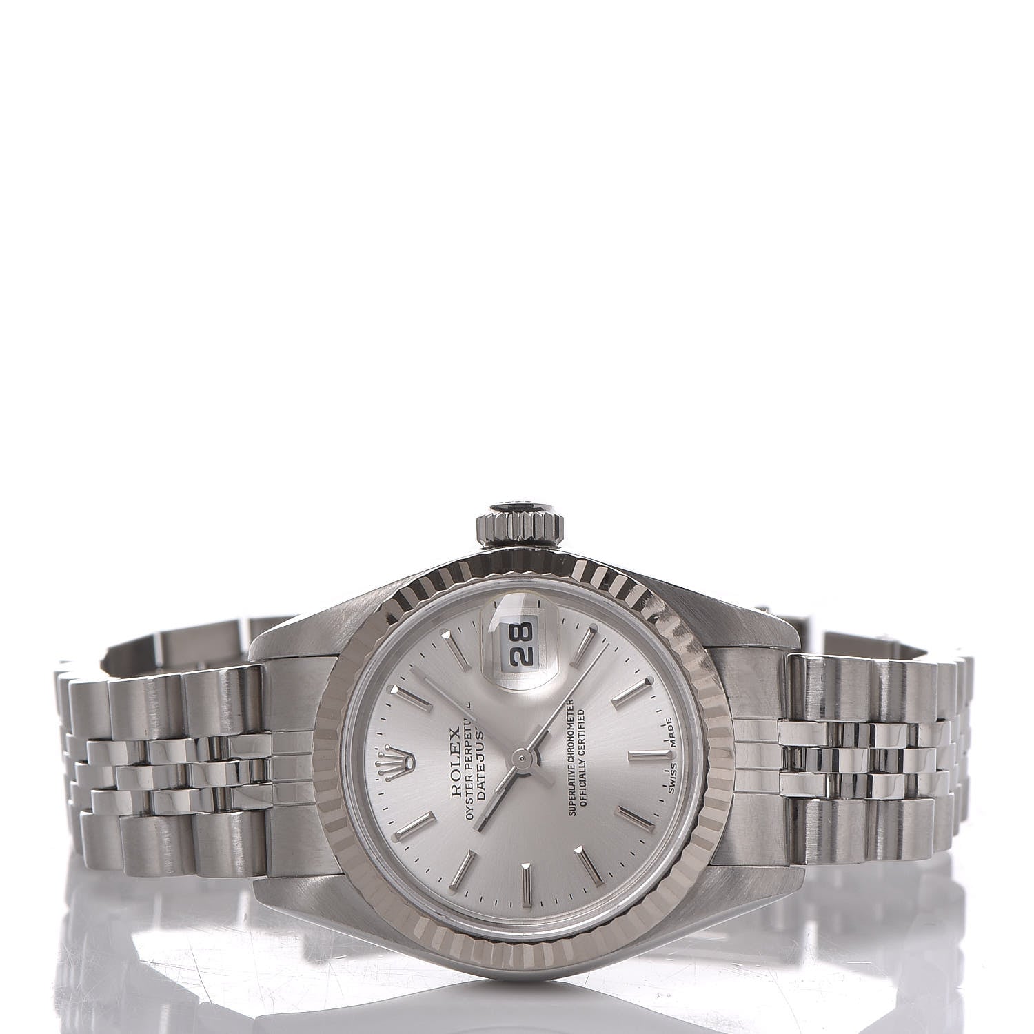 Rolex Stainless Steel 18K White Gold 26mm Oyster Perpetual Datejust Watch Silver 79174 3 of 6