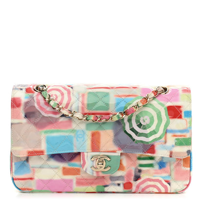 Chanel Printed Patent Quilted Rainbow Medium Double Flap Multicolor 1 of 10