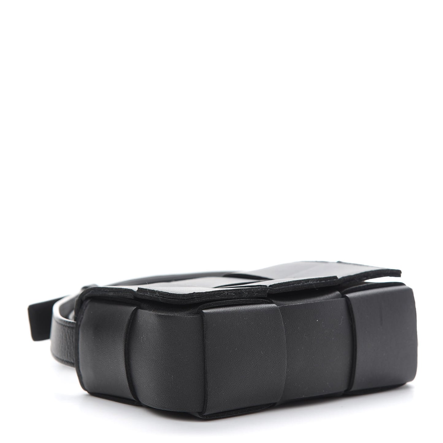 Lambskin Maxi Intrecciato Extra Mini Cassette Crossbody Bag Black