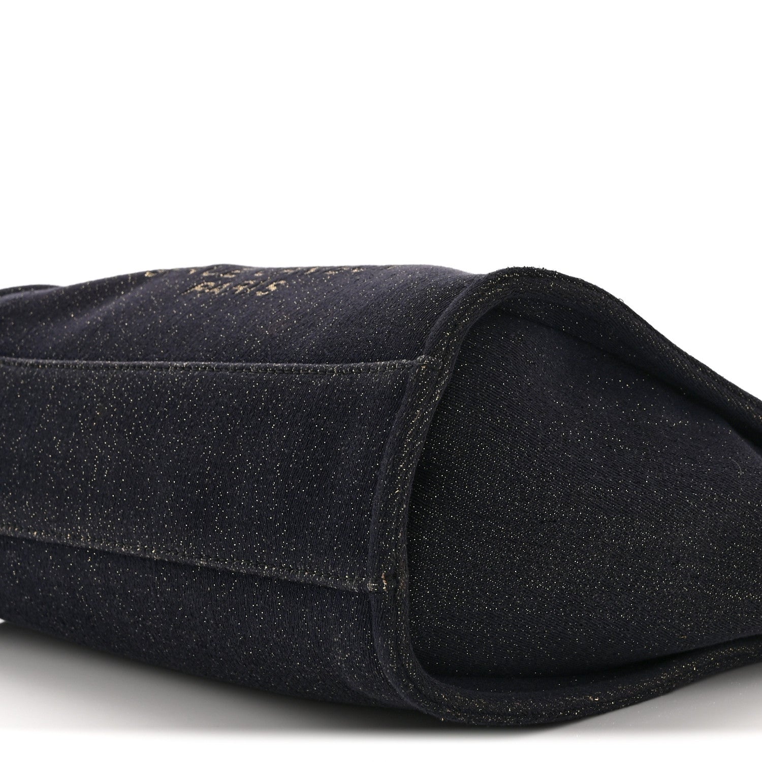 Chanel Lurex Canvas Small Deauville Tote Navy Blue Gold 10 of 10