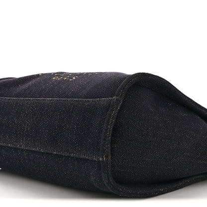 Chanel Lurex Canvas Small Deauville Tote Navy Blue Gold 10 of 10