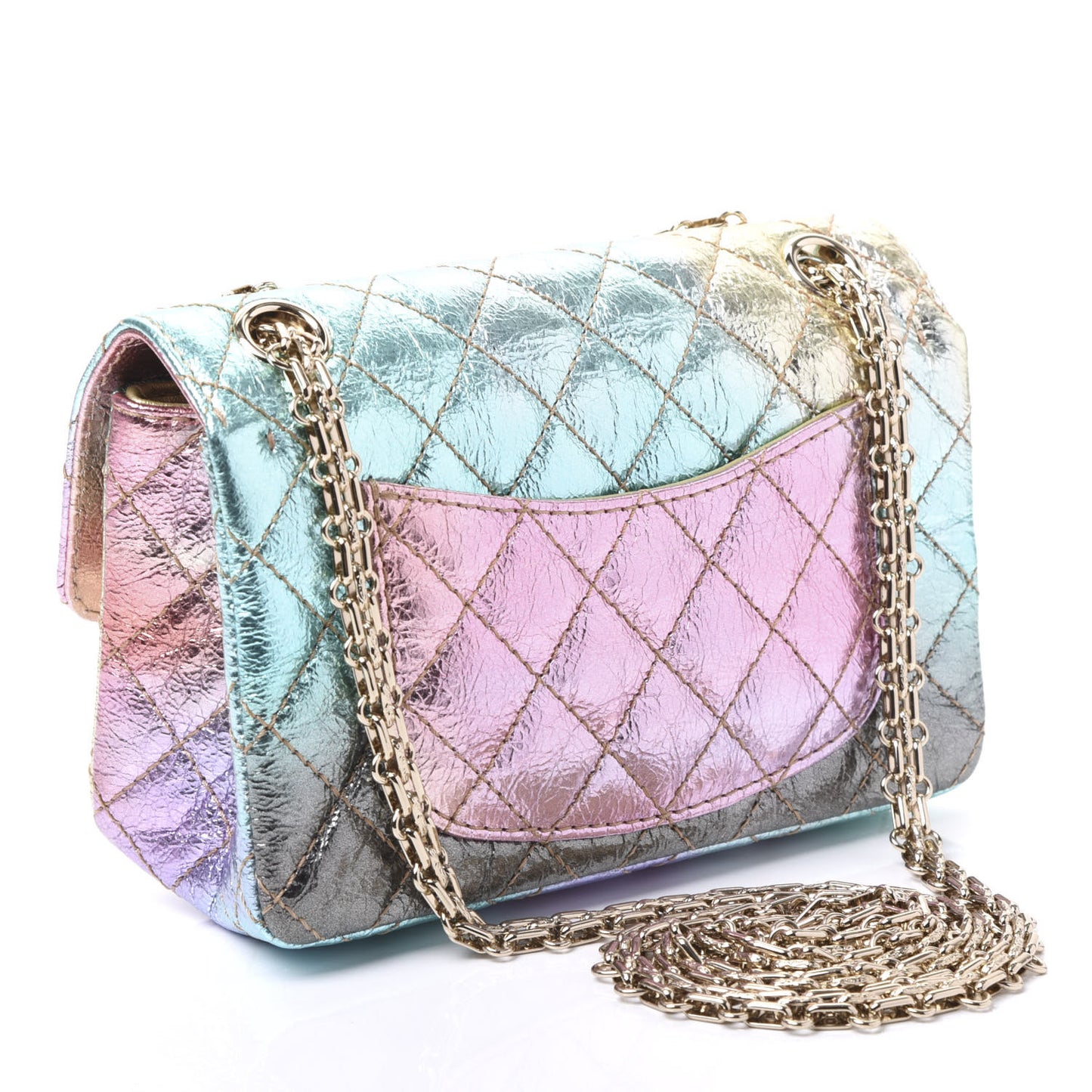 Metallic Goatskin Quilted Mini 2.55 Reissue Flap Multicolor