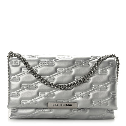 Balenciaga Nappa Allover License BB Monogram Embossed Medium Triplet Bag Silver 1 of 11