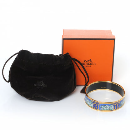 Hermes Enamel Printed Horses Wide Bracelet 65 Bleu 8 of 8
