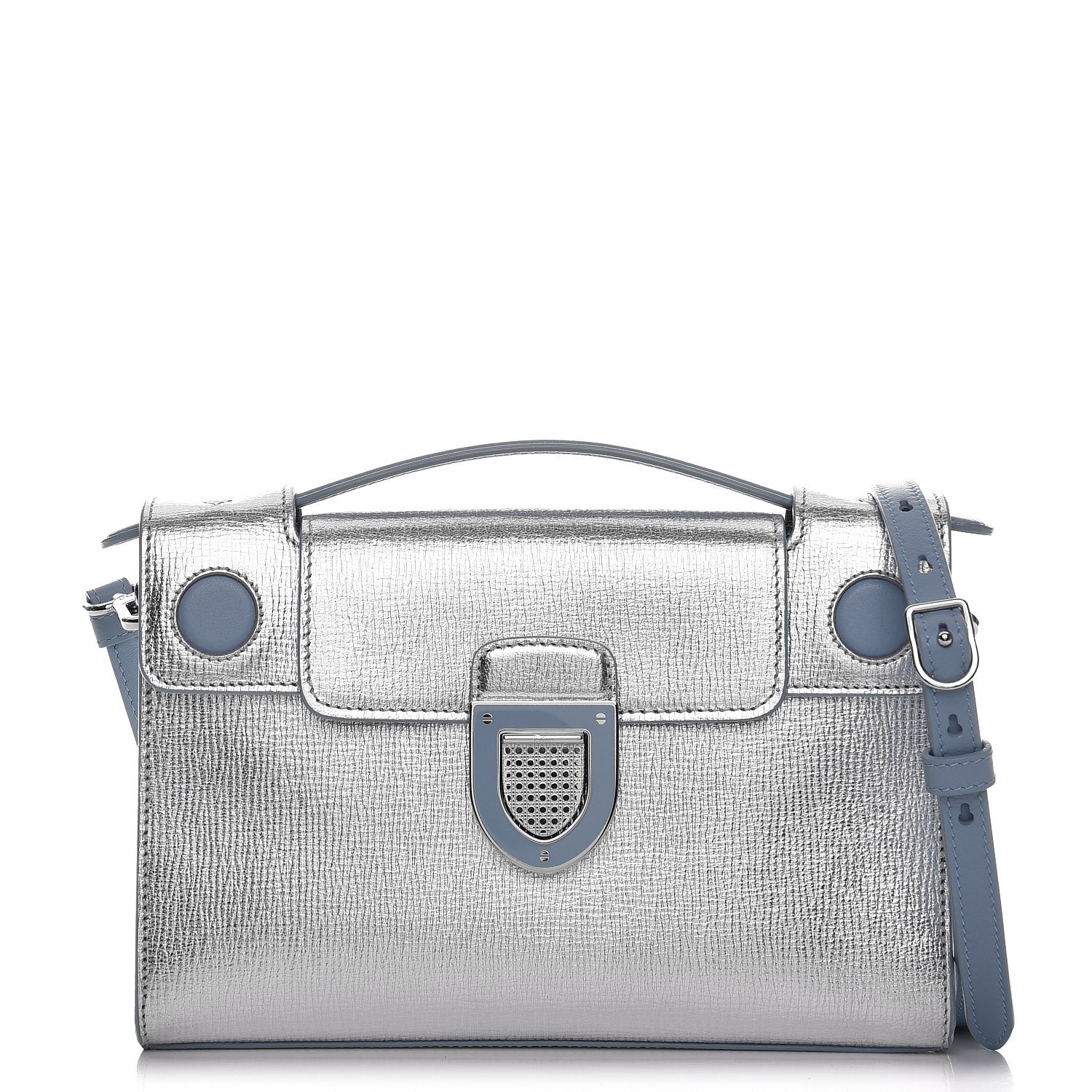 Christian Dior Metallic Grained Calfskin Diorever Clutch Silver 1 of 7