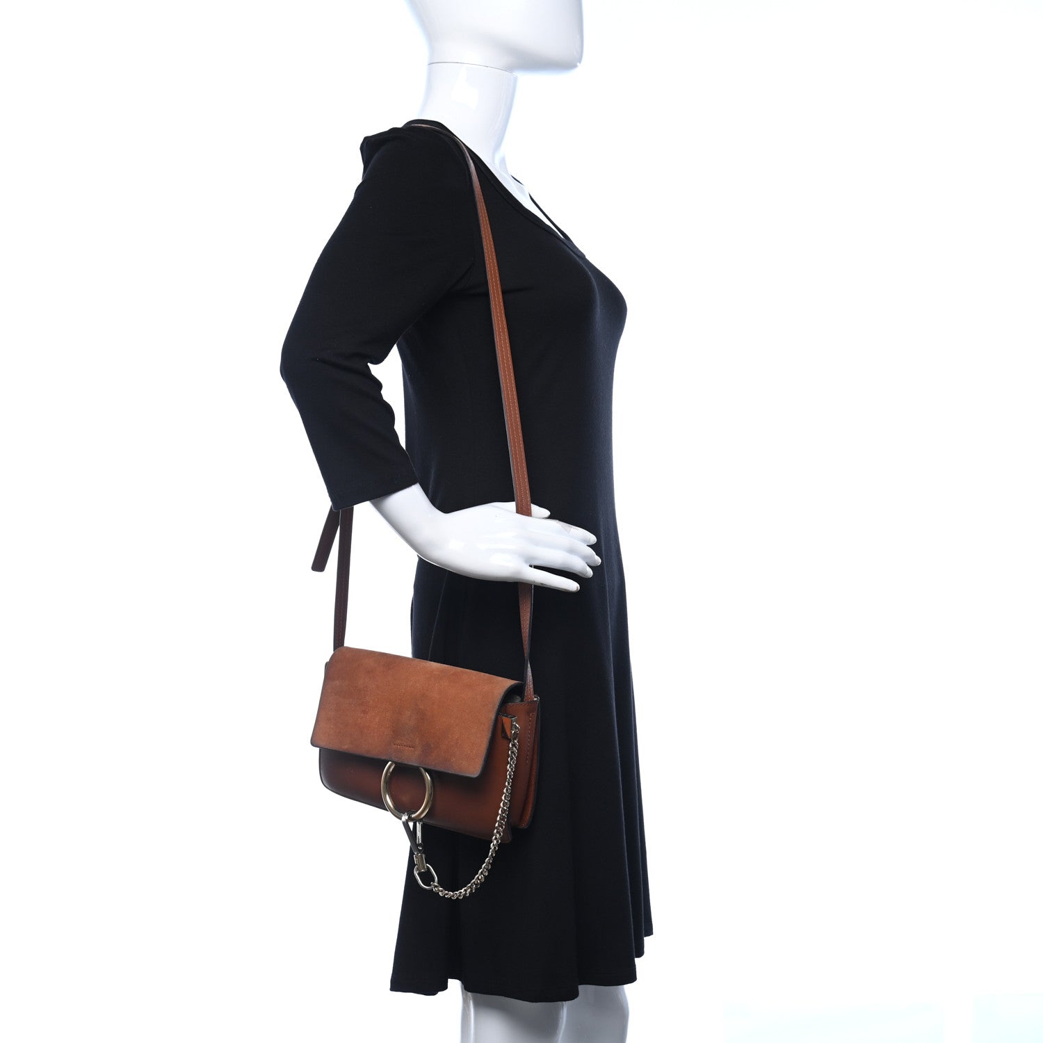 Chloe Suede Calfskin Small Faye Shoulder Bag Tobacco 2 of 9