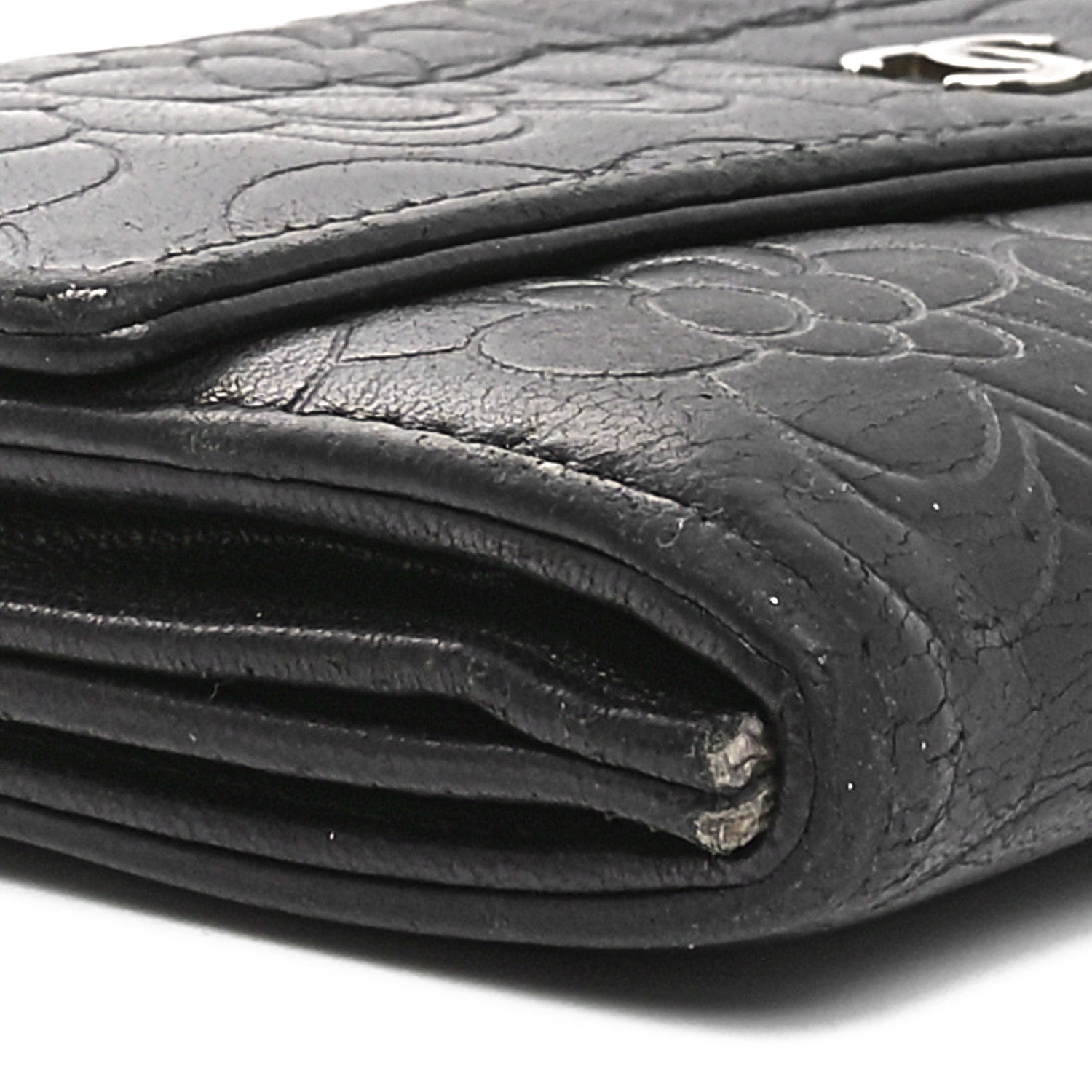 Chanel Lambskin Camellia Embossed Large Gusset Flap Wallet Black 10 of 13