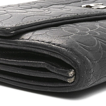 Chanel Lambskin Camellia Embossed Large Gusset Flap Wallet Black 10 of 13