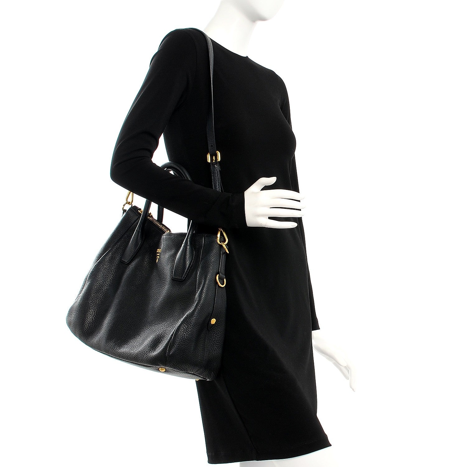 Prada Vitello Daino Tote Nero Black 2 of 8