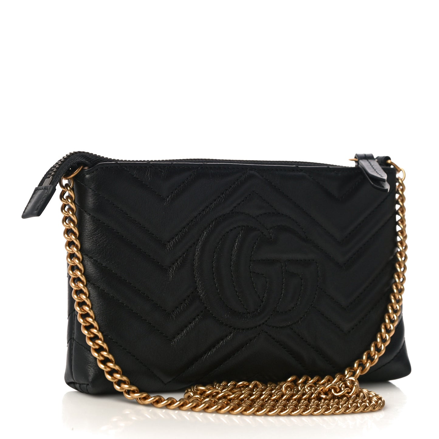 Calfskin Matelasse Mini GG Marmont Chain Bag Black