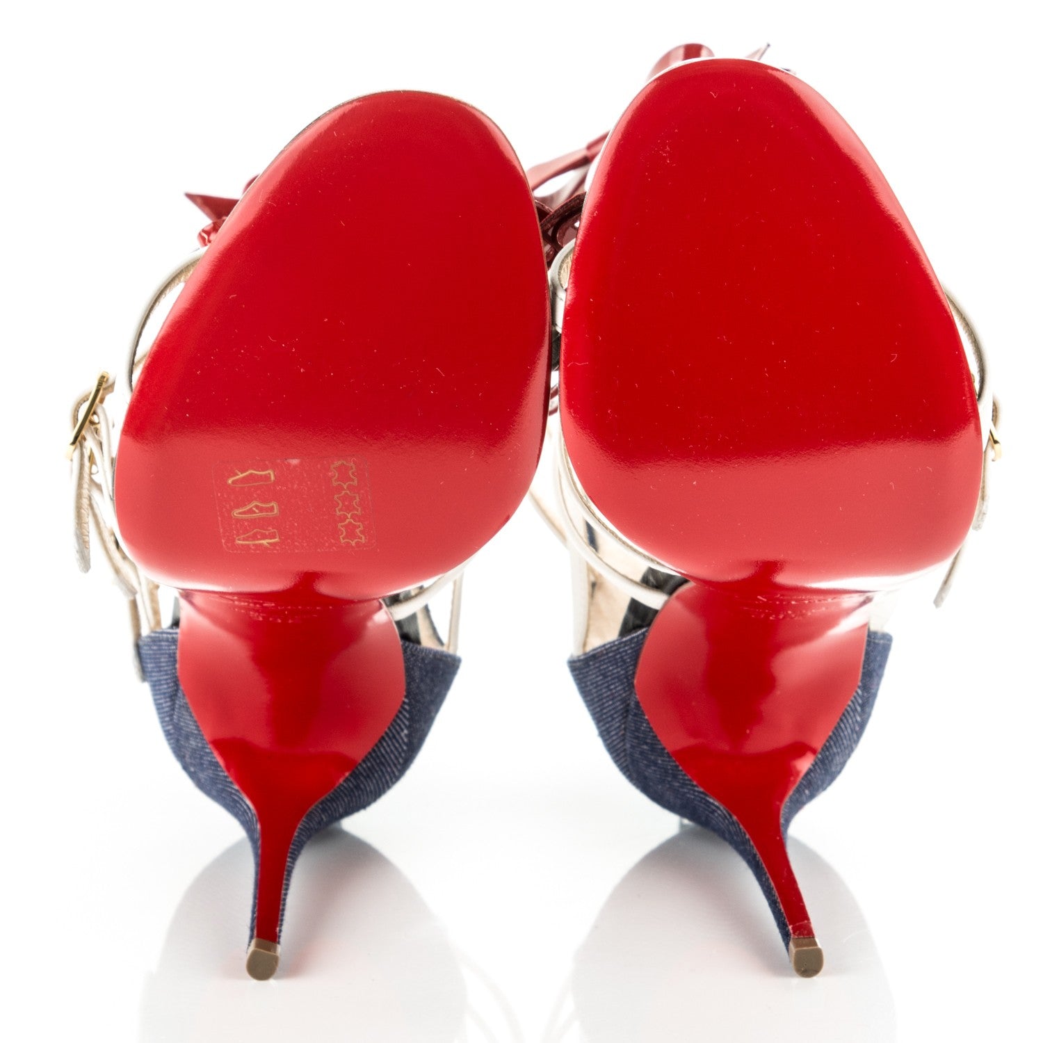 Christian Louboutin Patent Shiny Nappa Denim Girlistrappy 100 Sandals 38.5 Multicolor 5 of 7