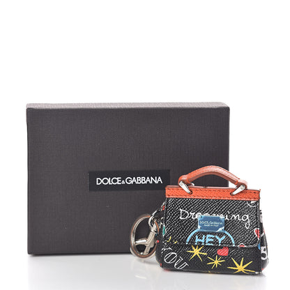 Dolce & Gabbana Dauphine Print Miss Sicily Bag Key Chain Black 3 of 3