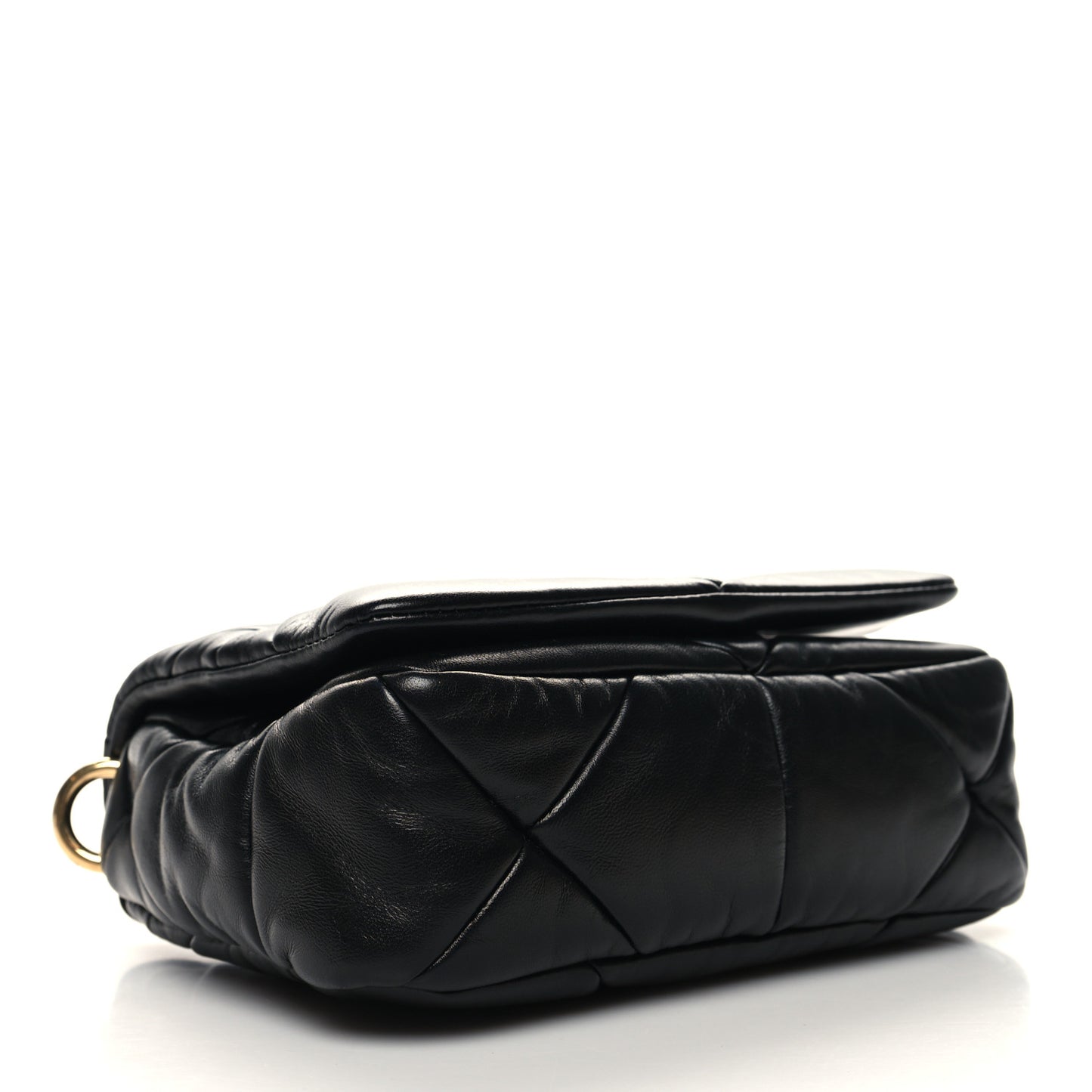 Nappa Metal Quilted Small Patchwork System Flap Bag Black