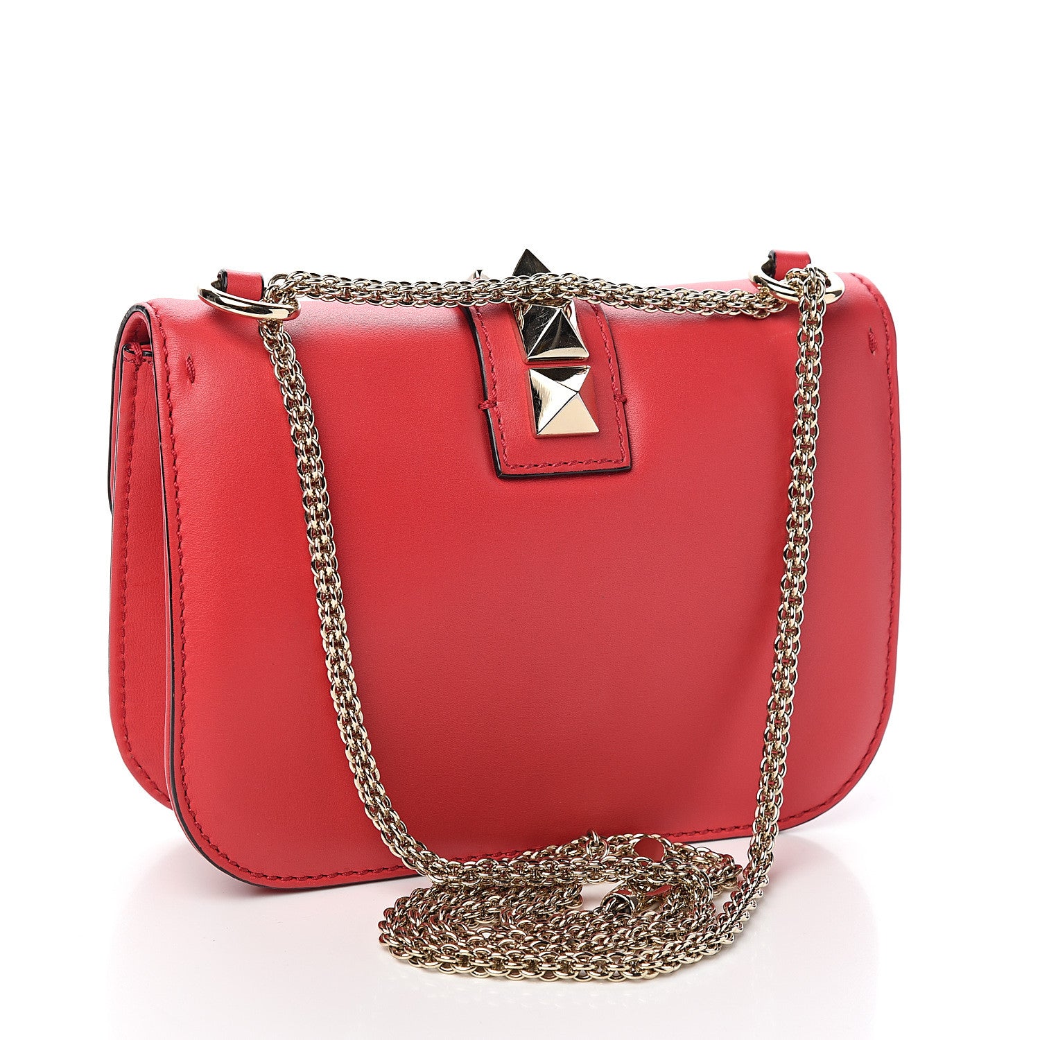 Valentino Garavani Vitello Small Glam Lock Rockstud Flap Red 2 of 8