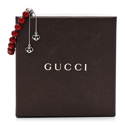 Gucci Sterling Silver Wood San Valentino Bead Adjustable Bracelet Red 4 of 4