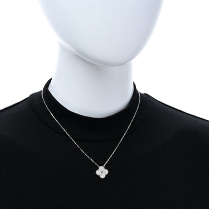 Van Cleef & Arpels 18K White Gold Diamond Vintage Alhambra Pendant Necklace 2 of 5