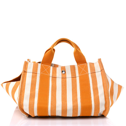 Hermes Canvas Striped Cannes Beach Bag PM Orange 3 of 13
