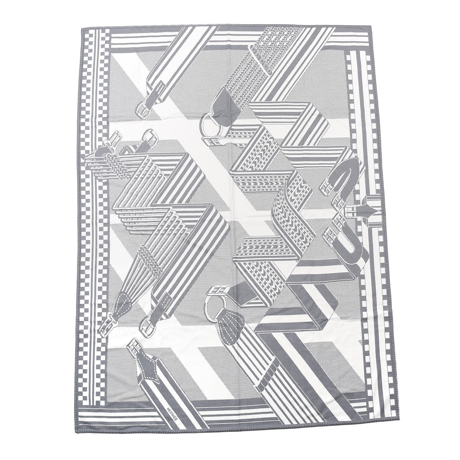Hermes Wool Sangles en Zig Zag Blanket Gris 2 of 4