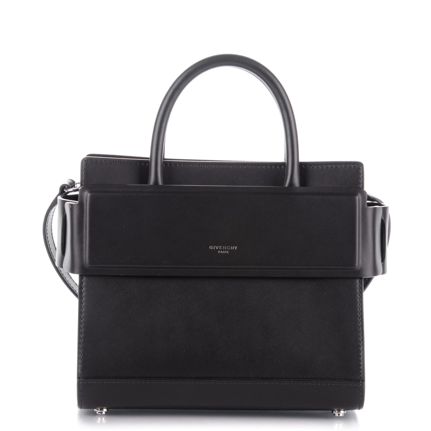 Smooth Calfskin Mini Horizon Satchel Black