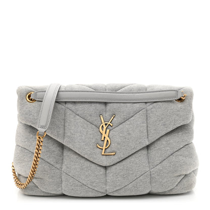 Saint Laurent Jersey Quilted Small Loulou Puffer Monogram Chain Satchel Grey Cloud 1 of 11