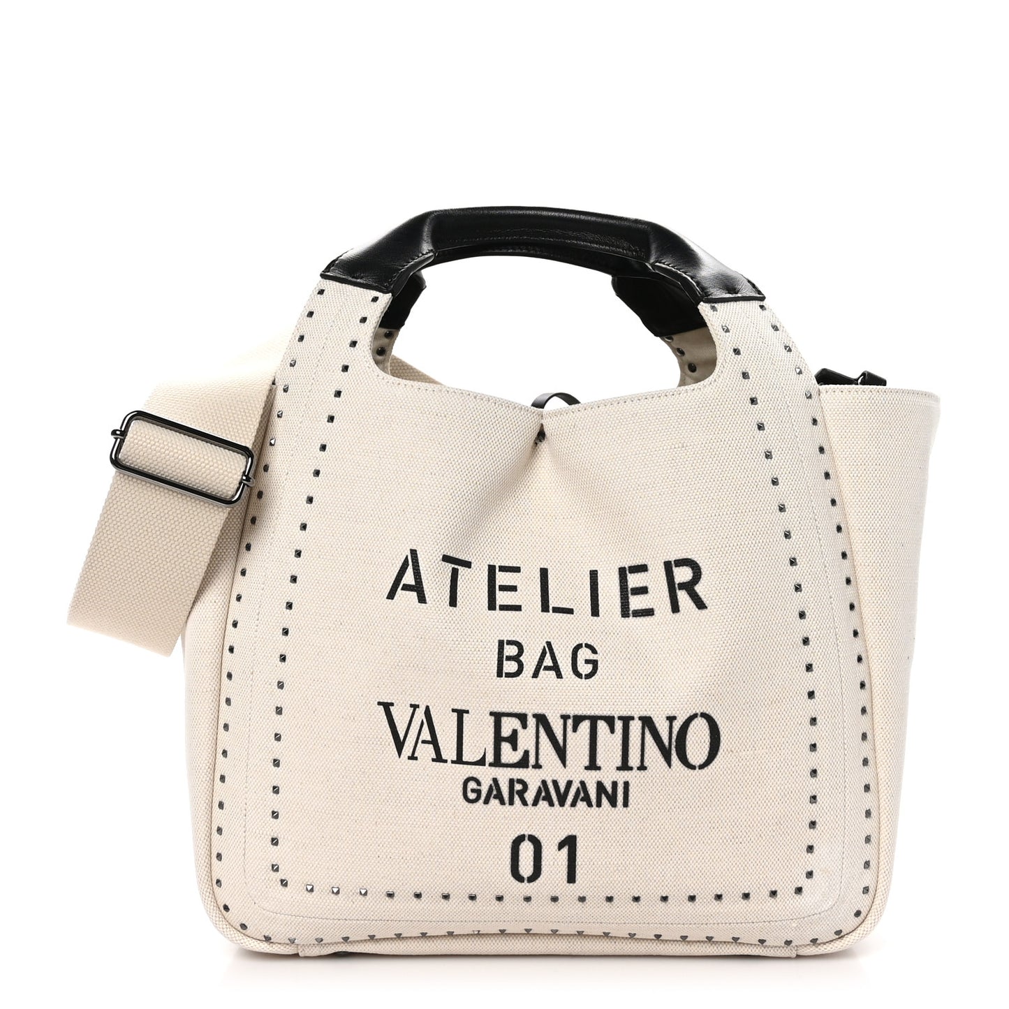 Canvas Atelier 01 Metal Stitch Edition Medium Tote Bag Naturale Black