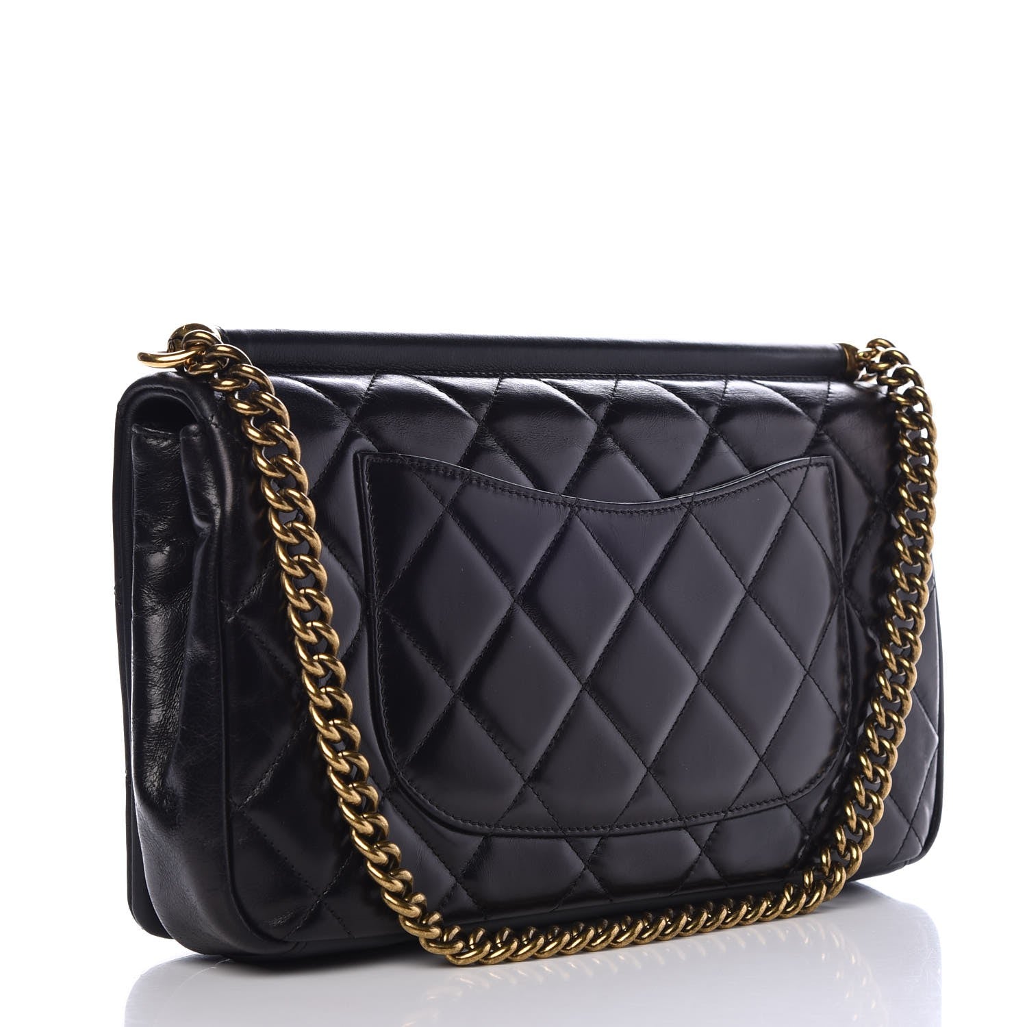 Chanel Calfskin Quilted Gold Bar Flap Black 3 of 10