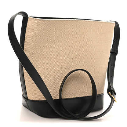 Celine Canvas Calfskin Triomphe Small Bucket Bag Vanilla Black 3 of 8