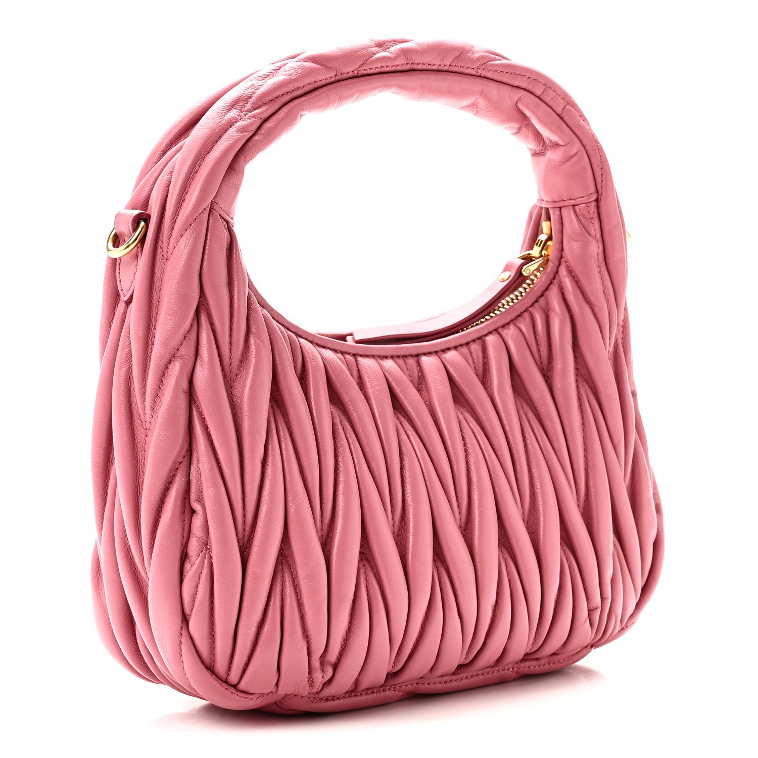 Miu Miu Nappa Matelasse Small Wander Hobo Pink 3 of 9