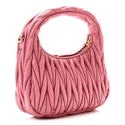 Miu Miu Nappa Matelasse Small Wander Hobo Pink 3 of 9