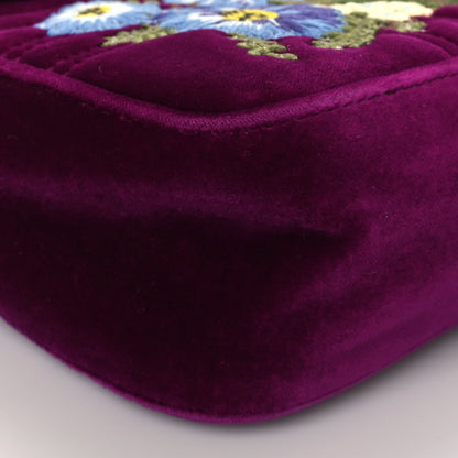 Gucci Velvet Matelasse Loved Embroidered Medium GG Marmont Shoulder Bag Fuchsia Violet Cyclamen 9 of 10