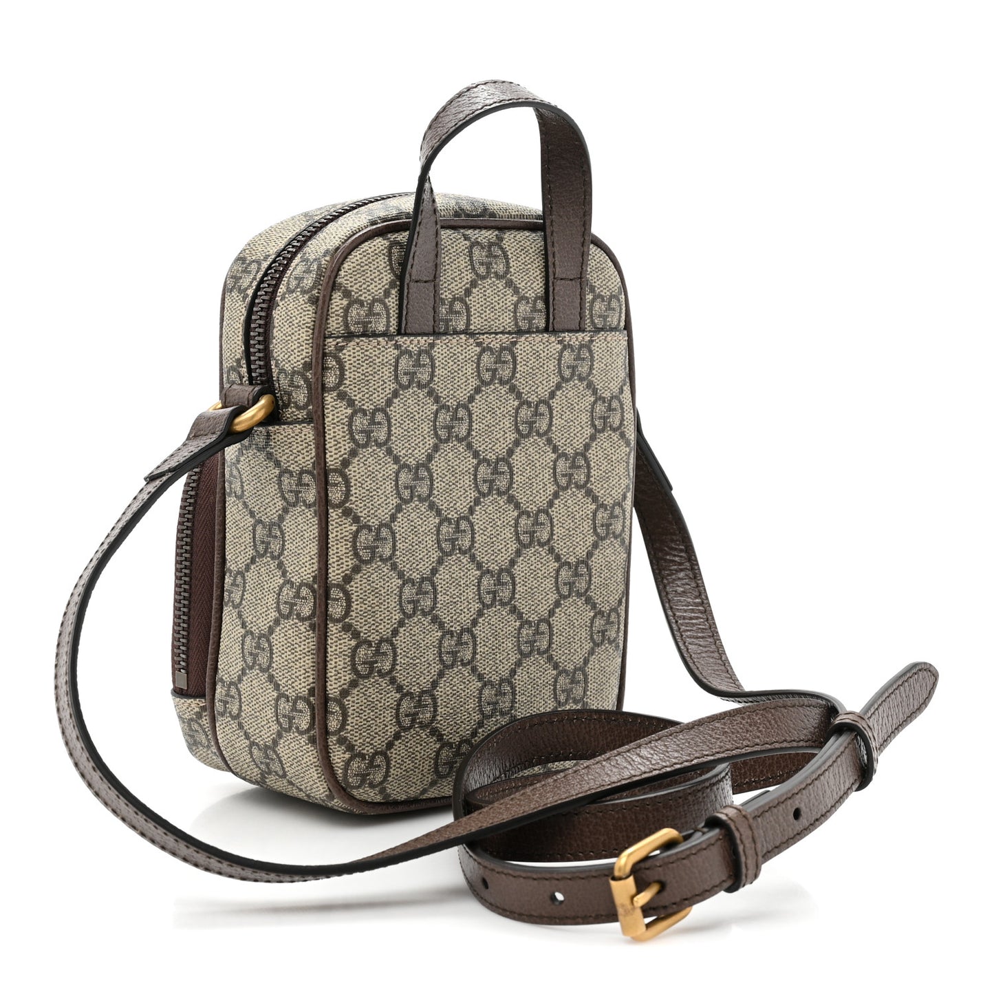 GG Supreme Monogram Web Mini Ophidia Double Zip Messenger Bag Beige New Acero