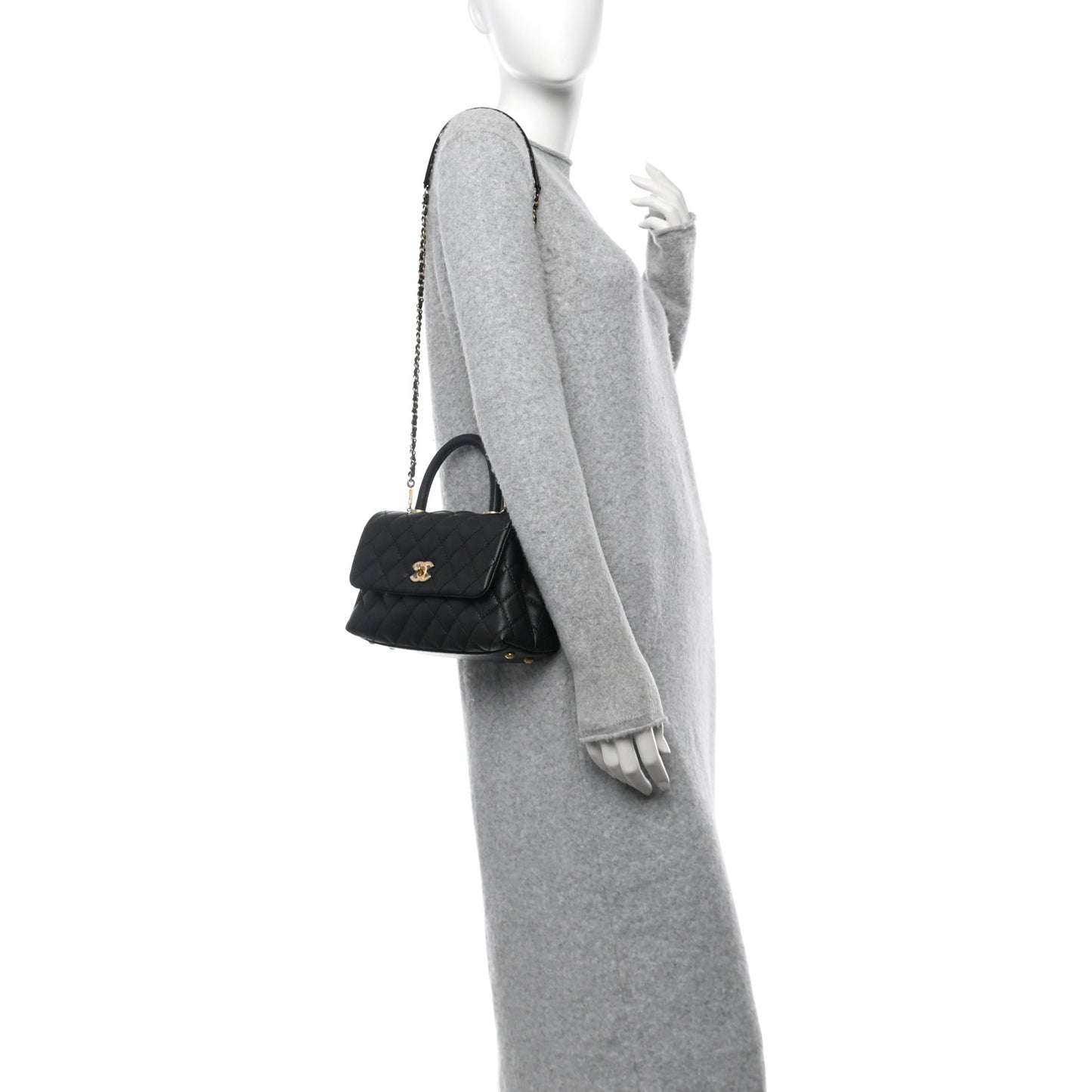 Caviar Quilted Mini Coco Handle Flap Black