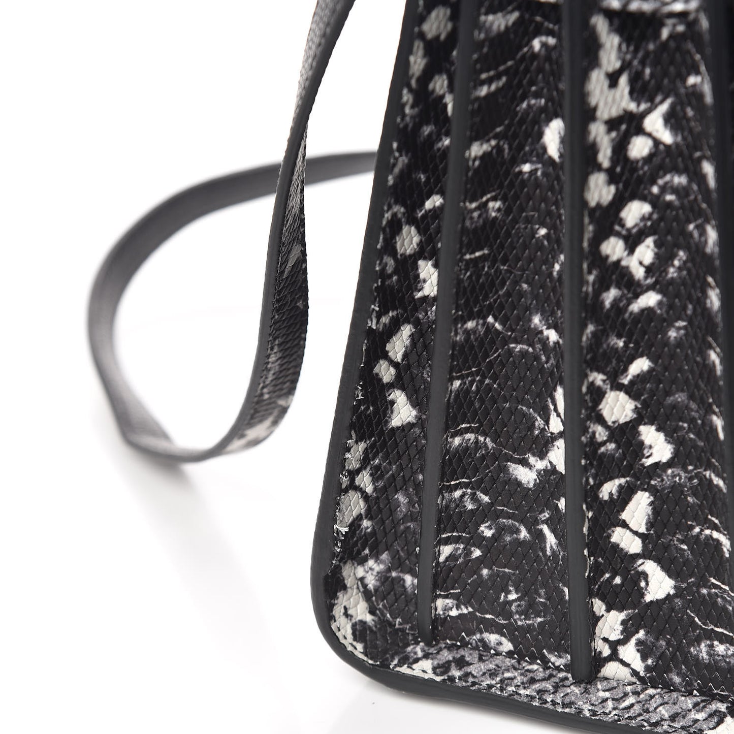 Grained Calfskin Embossed Python Baby Sac De Jour Black