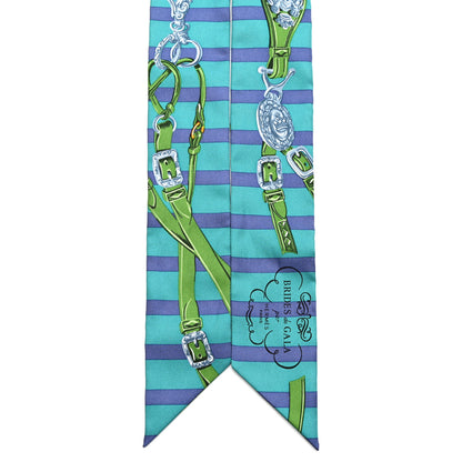 Hermes Silk Brides de Gala Bayaderes Twilly Turquoise Indigo Vert 2 of 4