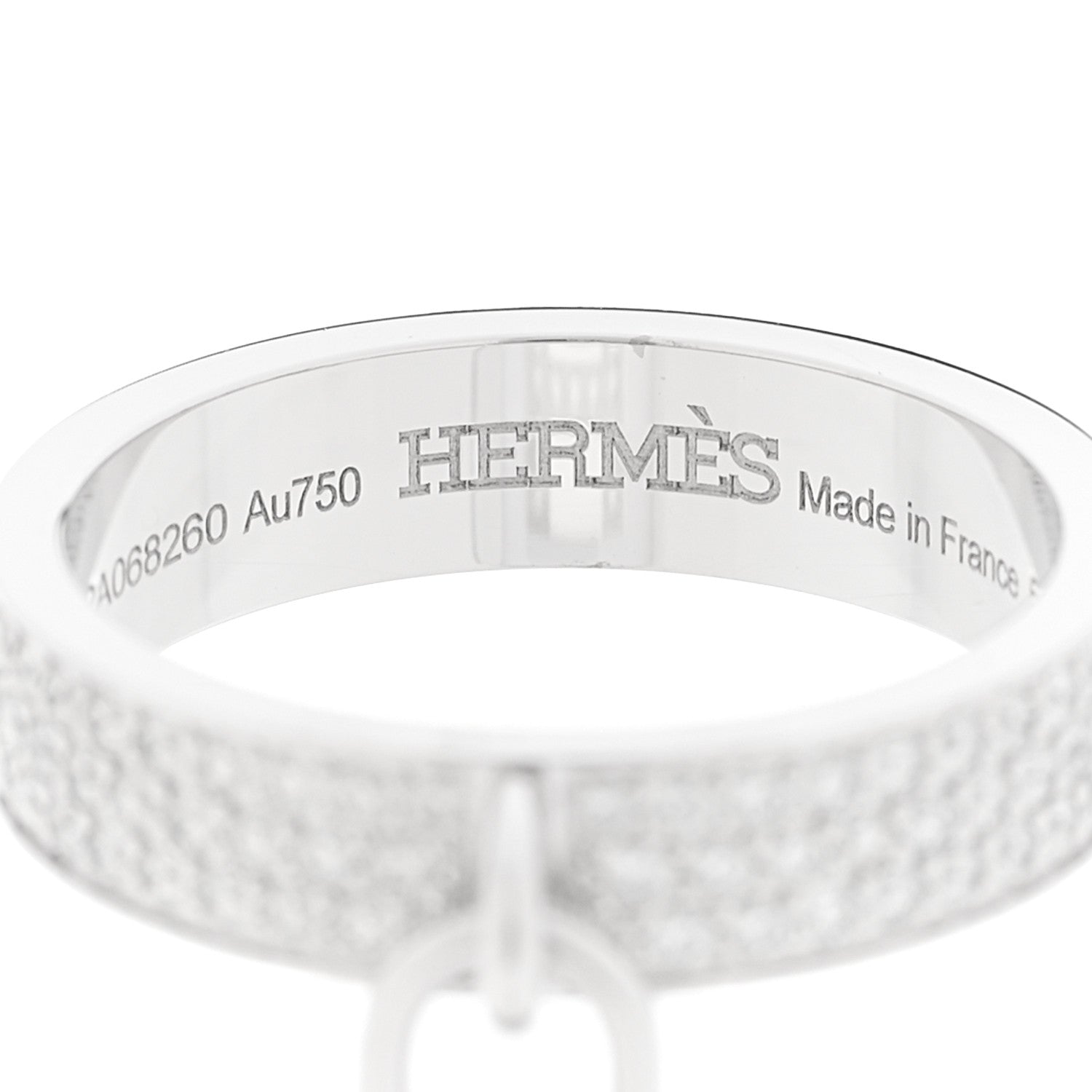 Hermes 18K White Gold Diamond MM Kelly Clochette Ring 51 5.75 4 of 5