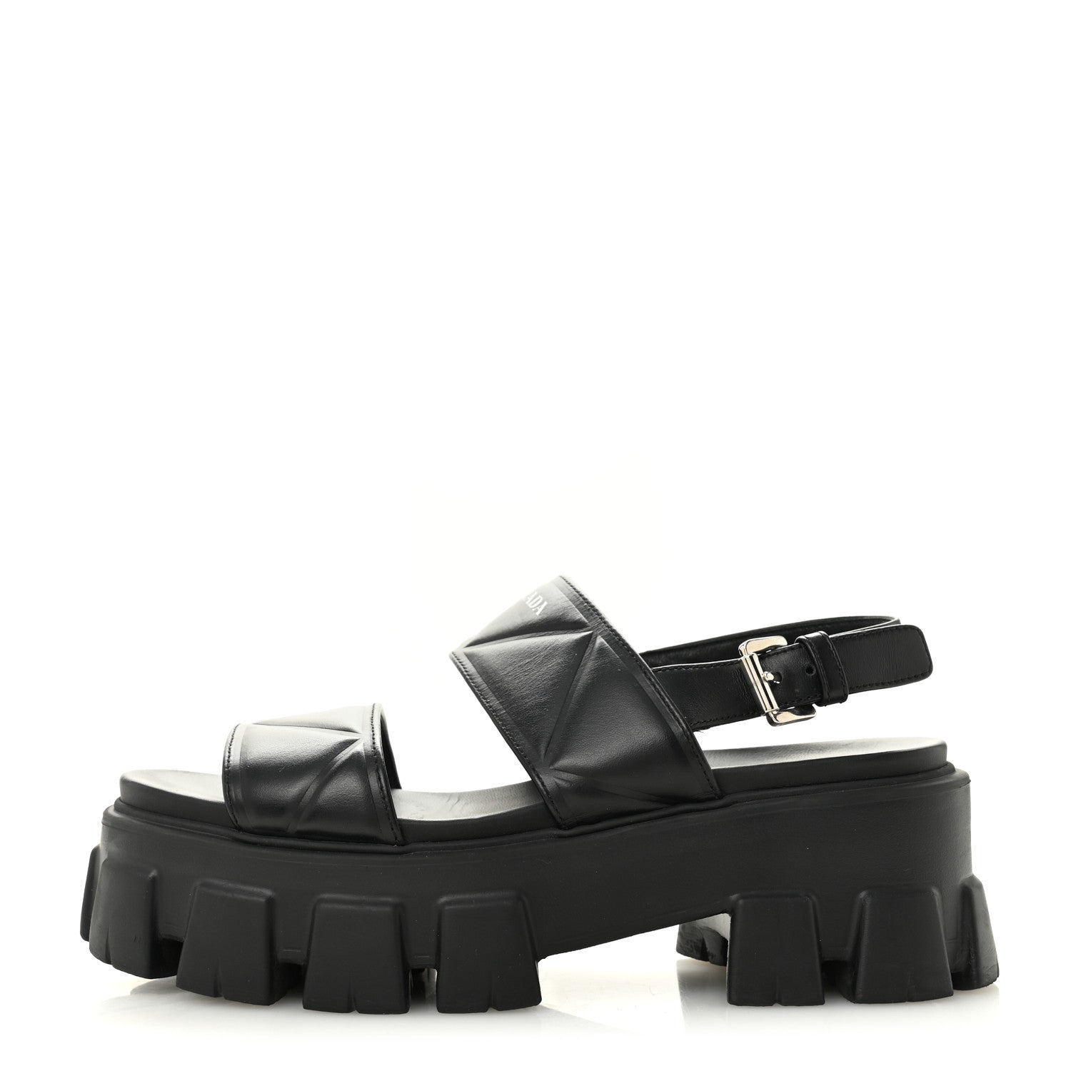 Prada Nappa Soft Logo Padded Monolith 55mm Sandals 37.5 Black 1 of 11