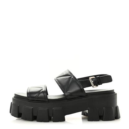 Prada Nappa Soft Logo Padded Monolith 55mm Sandals 37.5 Black 1 of 11