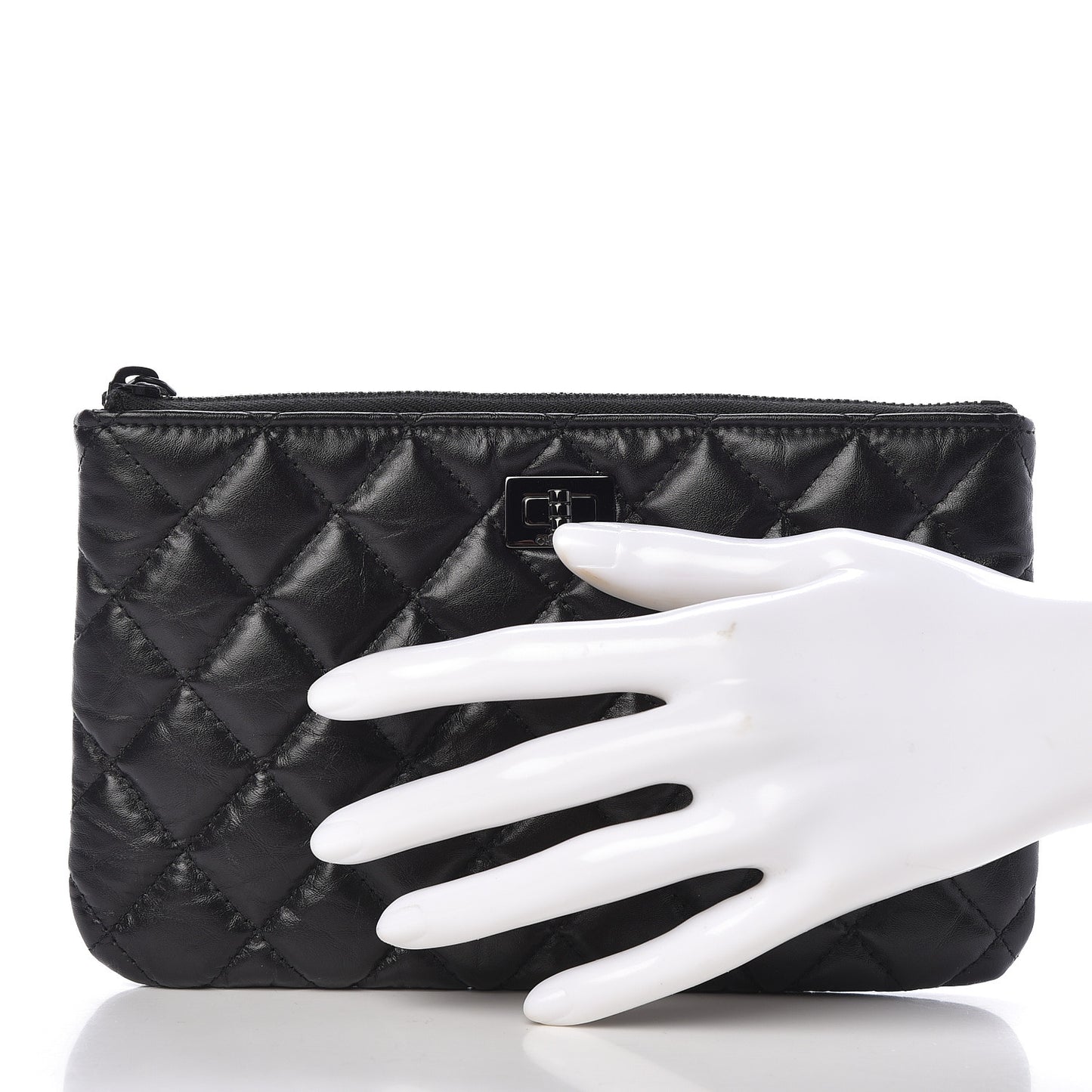 Aged Calfskin Quilted Medium Reissue Cosmetic Case So Black