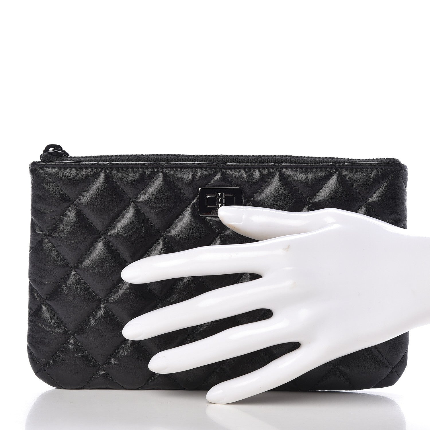 Chanel Aged Calfskin Quilted Medium Reissue Cosmetic Case So Black 2 of 8